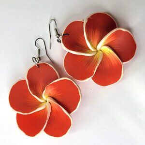 Red Floral Earrings Light Flower Earrings